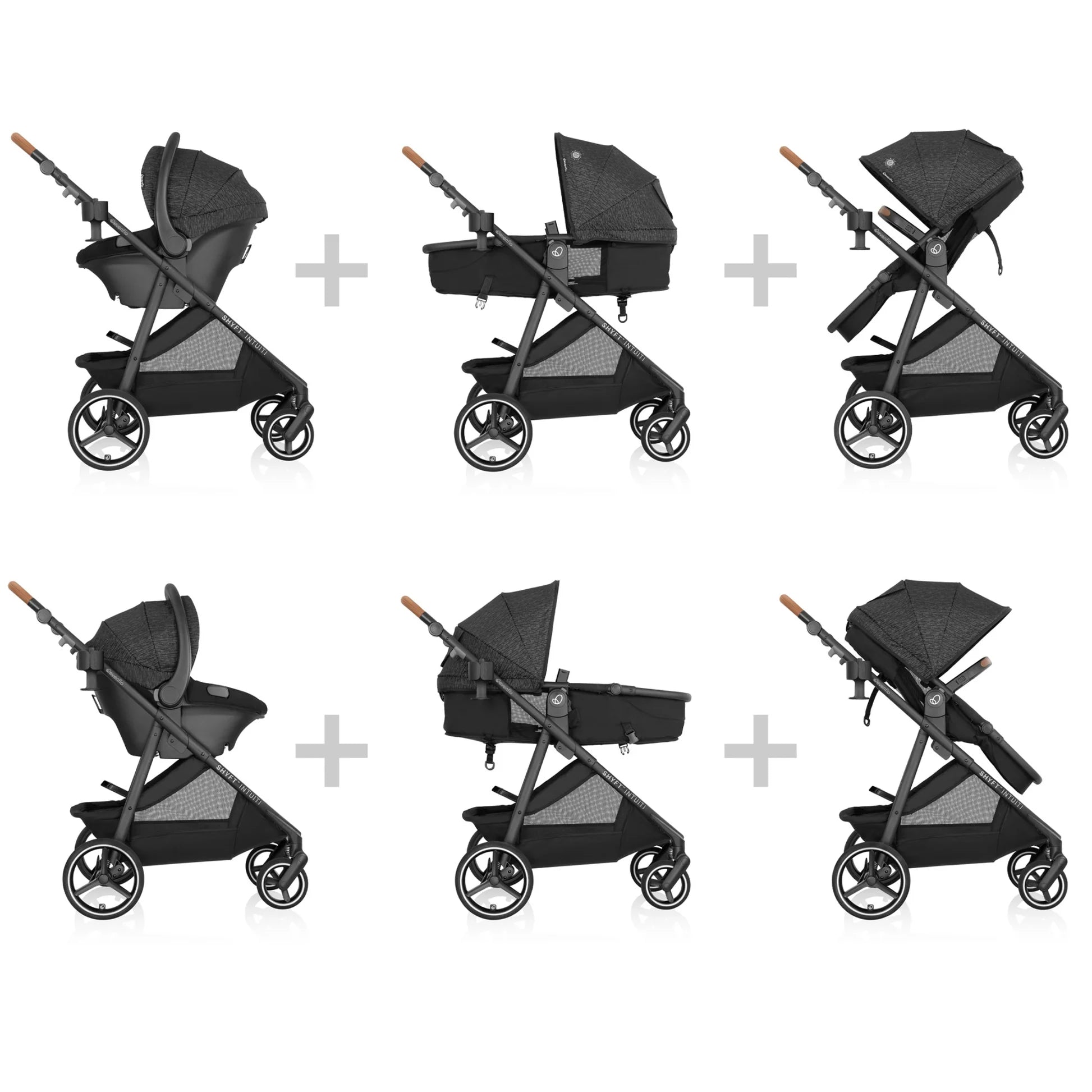 evenflo shyft intuiti travel system black shale