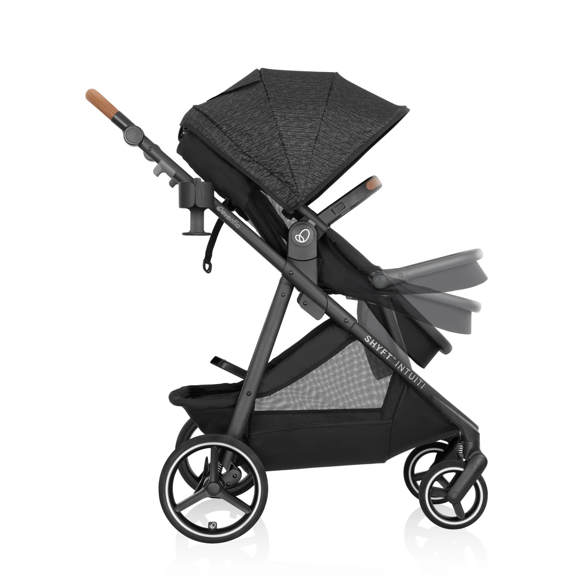 evenflo shyft intuiti travel system black shale