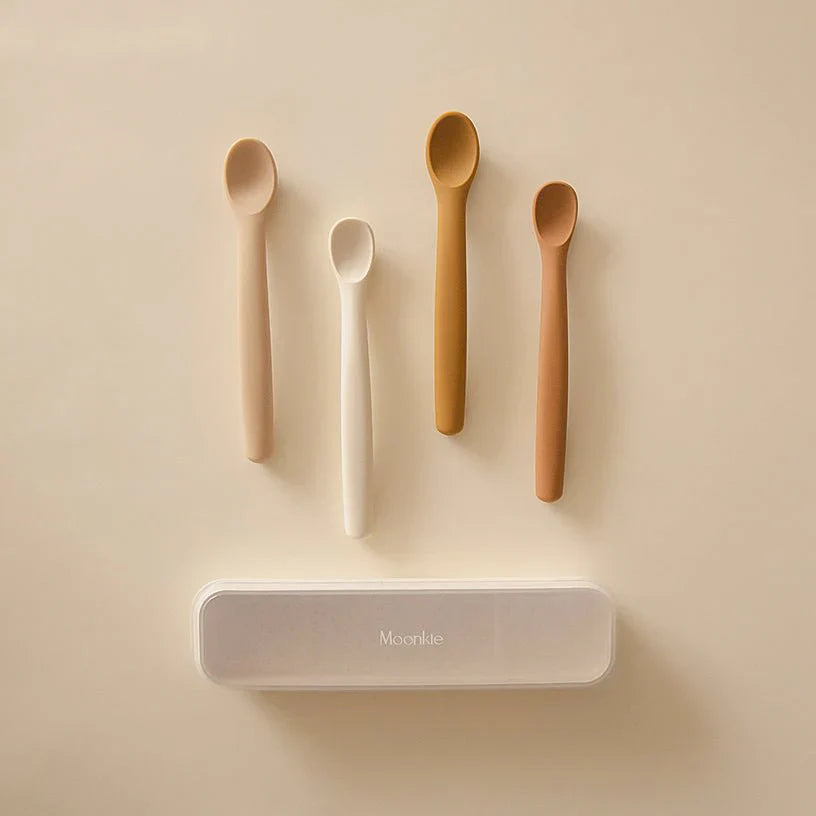 Moonkie Silicone Feeding Spoons – Soft Tip, Bendable Baby Spoons (Set of 4)