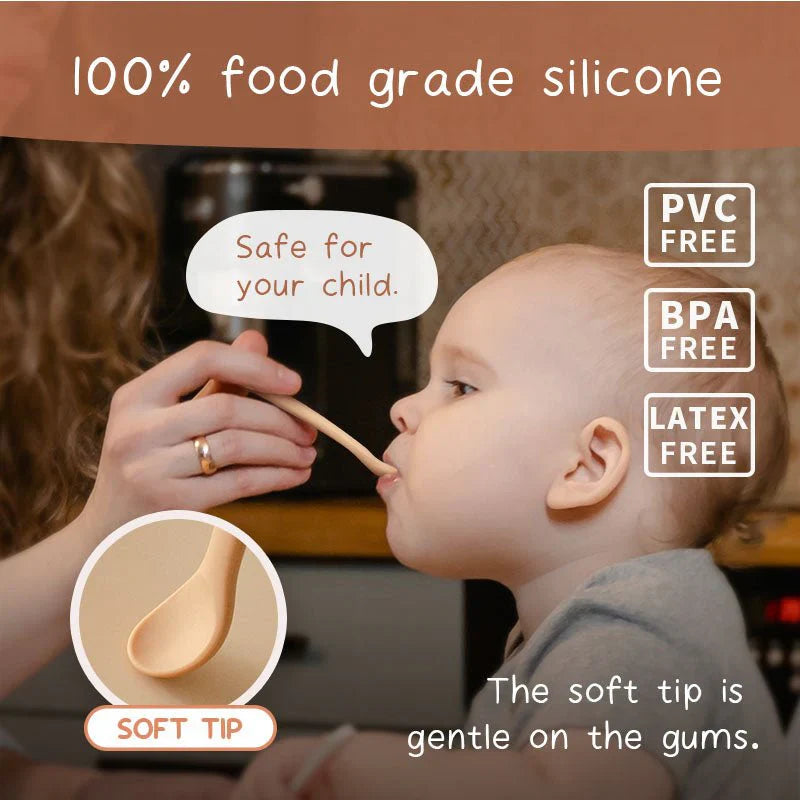 Moonkie Silicone Feeding Spoons – Soft Tip, Bendable Baby Spoons (Set of 4)