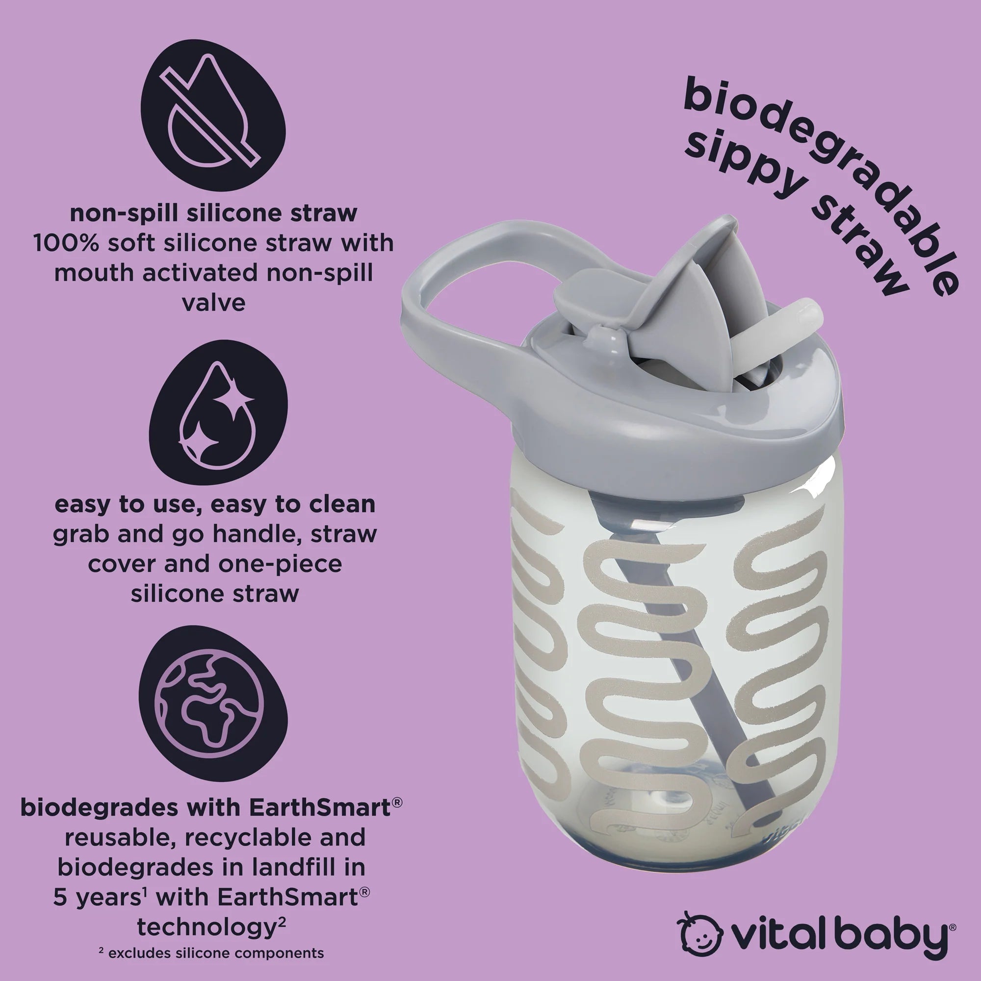vital baby sippy straw cup 350ml toddler training cup – sky