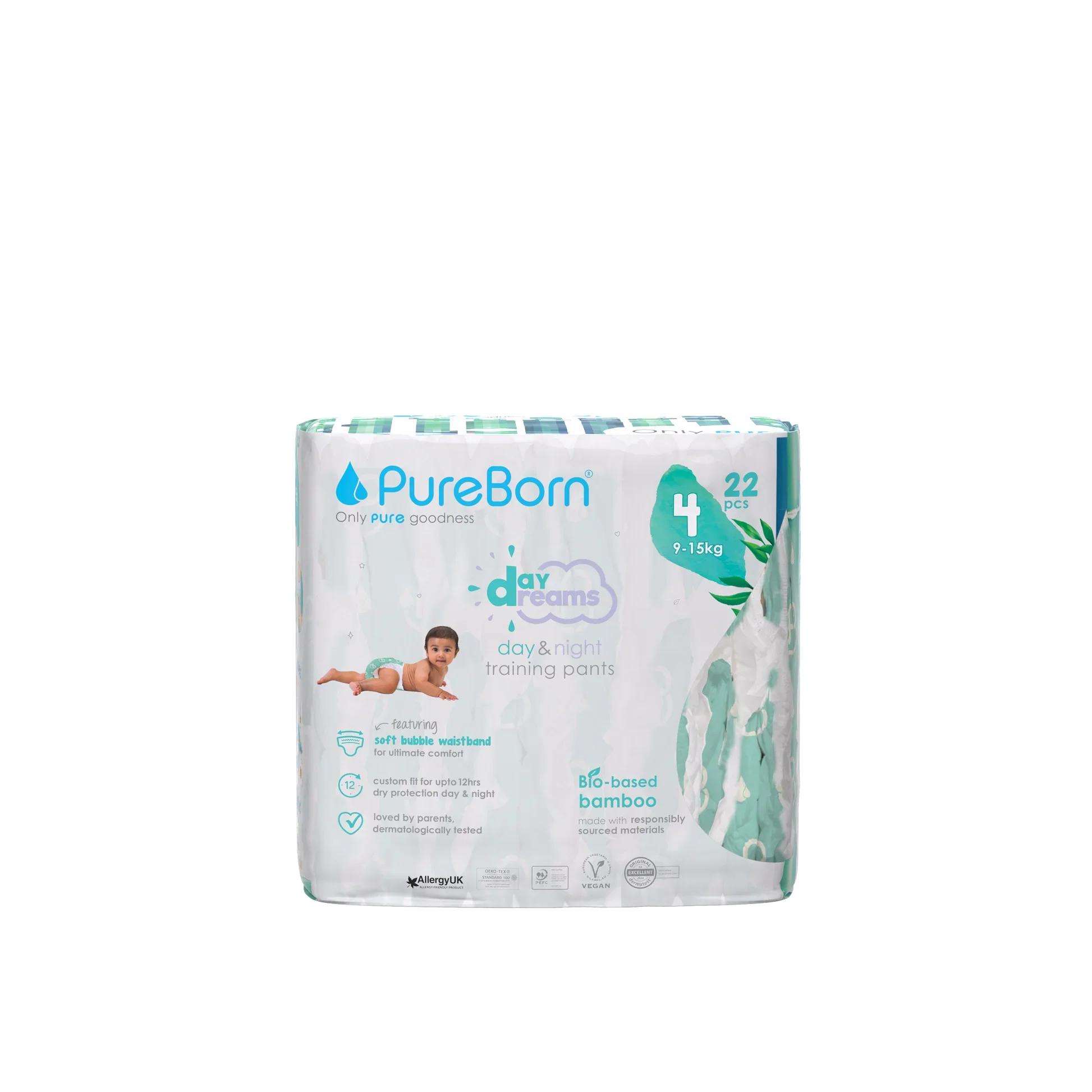 Pureborn Single Pack Day Dreams Training Pants Made with bio-based bamboo material - Ultra-Soft