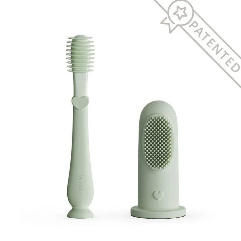 Moonkie Baby Oral Care Set – Silicone Finger Toothbrush & Tongue Cleaner (0M+)