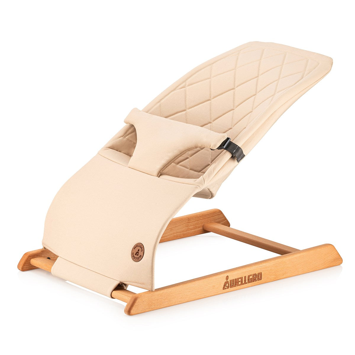 wellgro monodi wooden baby bouncer mocha beige newborn seat