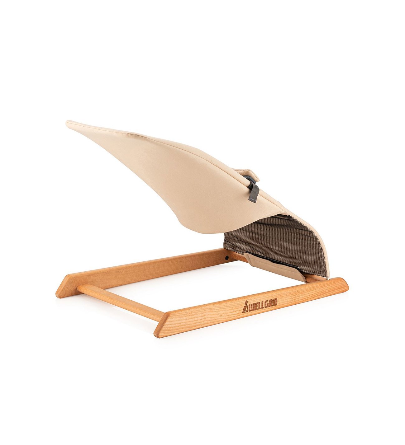 wellgro monodi wooden baby bouncer mocha beige newborn seat