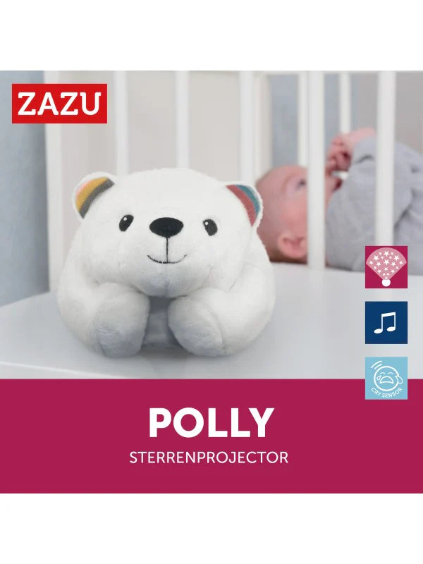 zazu polly polar bear star projector night light with sound machine